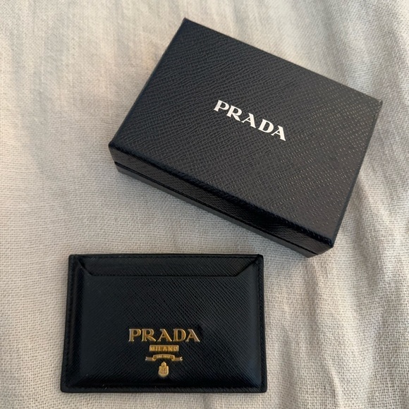 Prada Saffiano Leather Card Holder in Black w Box - Picture 2 of 4